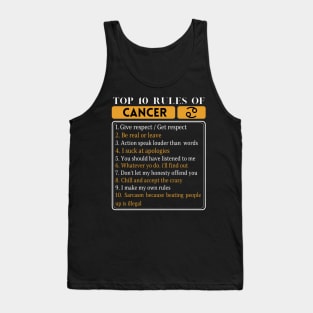 Top 10 Rules Of Cancer, Cancer Zodiac Facts Tank Top